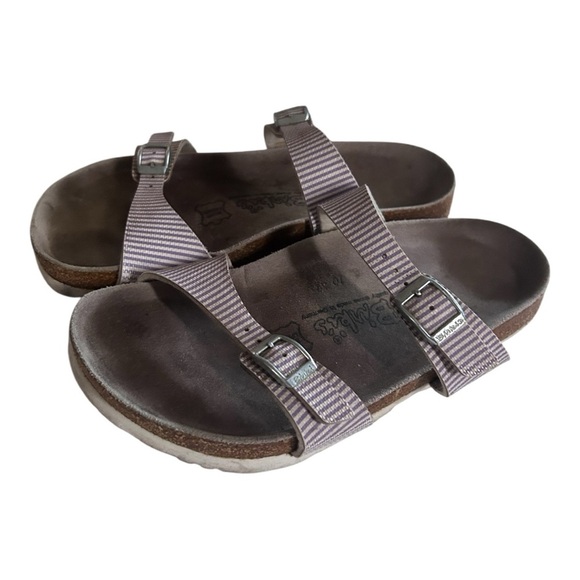 Birkenstock lilac and white striped Sandals with Adjustable Straps sz 7 - Picture 2 of 4